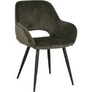 LABEL51 Eetkamerstoel Fer - Hunter - Velours - Zwart Metalen Frame