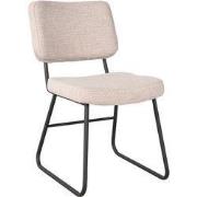 LABEL51 Eetkamerstoel Noah - Naturel - - Zwart Metalen Frame