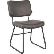 LABEL51 Eetkamerstoel Noah - Antraciet - Micro Suede - Zwart Metalen F...