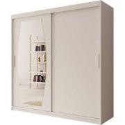 Meubella - Kledingkast Azai - Wit - 200 cm - Met spiegel