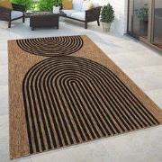Binnen & Buitenkleed - Vloerkleed Illica Gestreept - Zwart / Naturel -...