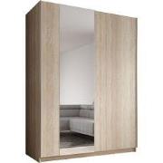 Meubella - Kledingkast Ganaro - Eiken - 150 cm - Met spiegel