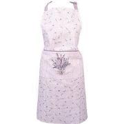 Clayre & Eef Keukenschort 70x85 cm Paars Wit Katoen Lavendel