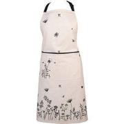 Clayre & Eef Keukenschort 70x85 cm Beige Zwart Katoen Bloemen