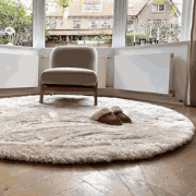 Rond hoogpolig vloerkleed Odelia beige/wit - Interieur05 Beige; Wit - ...