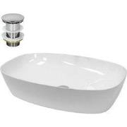 Wastafel 605x380x140 mm wit keramiek incl. afvoerset zonder overloop