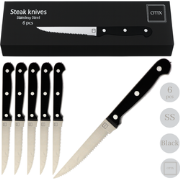 OTIX Steakmessen - Vleesmessen - Set van 6 Stuks - Zwart - Vaatwasserb...