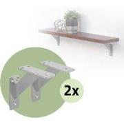 Set van 2 muurbeugels Plankhouder 2x 120 x 120 mm zilver gemaakt van a...