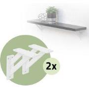 Set van 2 muurbeugels Plankdrager 2x 120 x 120 mm wit gemaakt van alum...