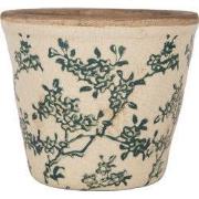 Clayre & Eef Bloempot Ø 12x11 cm Beige Keramiek Bloemen