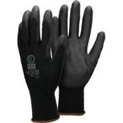 Werkhandschoenen 36 paar met PU coating Zwart Maat L