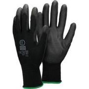 Werkhandschoenen 4 paar met PU coating zwart Maat XXL