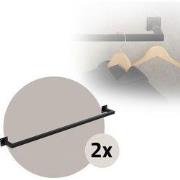 Set van 2 kledingstangen kapstok wandmontage 12 x 110 cm zwart staal M...