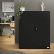 Afsluitbare archiefkast 90x40x109 cm zwart staal ML design