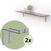 Set van 2 wandbeugels Plankbeugel 2x 200 x 145 mm grijs staal ML desig...