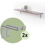 Set van 2 wandbeugels Plankbeugel 2x 250 x 145 mm grijs staal ML desig...