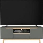 TV lowboard met 4 vakken 120x40 cm in groen gemaakt van MDF & grenen t...