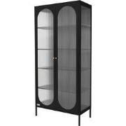 Vitrinekast dubbeldeurs 80x175x40 cm Vitrinekast met 4 legplanken zwar...