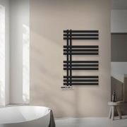 Badkamer radiator middenaansluiting 600x1000 mm zwart mat met wandther...