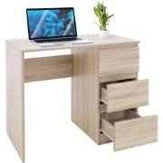 Bureau met drie laden 90x76x50 cm Sonoma eikenhout ML-Design