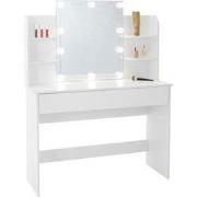 Kaptafel 108x40x140 cm in wit met spiegel, LED verlichting & lade ML-D...