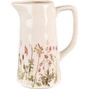 Clayre & Eef Decoratie Kan 15x10x19 cm Roze Beige Keramiek Bloemen