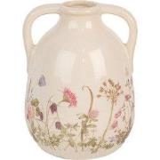 Clayre & Eef Vaas Ø 14x18 cm Beige Roze Keramiek Bloemen