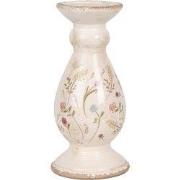 Clayre & Eef Kandelaar Ø 12x26 cm Beige Keramiek Bloemen