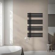 Badkamer radiator middenaansluiting 600x1000 mm zwart mat met verwarmi...