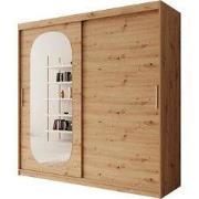 Meubella - Kledingkast Bodhi - Eiken - 200 cm - Met spiegel