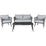 PREVEZA - Loungeset voor 4 - Lichtgrijs - PE rotan