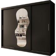 Meubella - Kledingkast Ulysses - Zwart - 250 cm - Met spiegel
