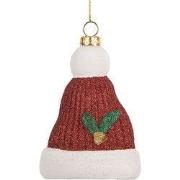 Clayre & Eef Kersthanger Kerstmuts 7x4x10 cm Rood Wit Kunststof