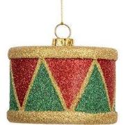 Clayre & Eef Kersthanger Trommel Ø 7x5 cm Rood Kunststof