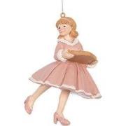 Clayre & Eef Kersthanger Meisje 11 cm Roze Kunststof