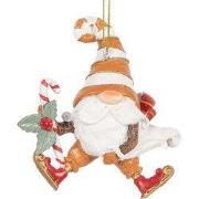 Clayre & Eef Kersthanger Kabouter 8x4x10 cm Oranje Kunststof