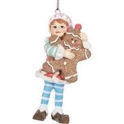 Clayre & Eef Kersthanger Kabouter 11 cm Bruin Kunststof