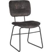 LABEL51 Eetkamerstoel Dez - Antraciet - Velours - Zwart Metalen Frame