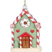 Clayre & Eef Kersthanger Gingerbread house 6x4x8 cm Groen Kunststof