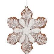 Clayre & Eef Kersthanger Sneeuwvlok 9x1x10 cm Wit Kunststof