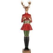 Clayre & Eef Kerstdecoratie Beeld Hert 23x19x77 cm Bruin Kunststof