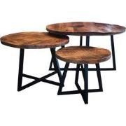 Benoa Donora Iron Round Coffee Table (Set of 3)