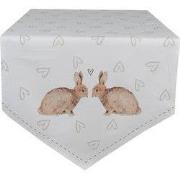 Clayre & Eef Tafelloper 50x160 cm Wit Bruin Katoen Konijn