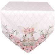 Clayre & Eef Tafelloper 50x160 cm Roze Katoen Konijn