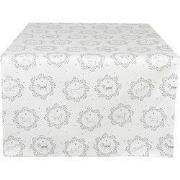 Clayre & Eef Tafelloper 50x140 cm Wit Grijs Katoen Hond