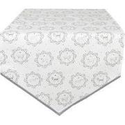 Clayre & Eef Tafelloper 50x160 cm Wit Grijs Katoen Hond