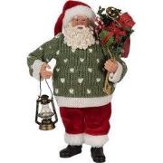 Clayre & Eef Kerstdecoratie Beeld Kerstman 27 cm Groen Rood Kunststof