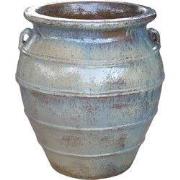 PTMD Athulya Cream Round Ceramic Jar Pot Rough Finish