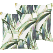 CALDERINA - Tuinkussen set van 2 - Groen/Wit - 45 x 45 cm - Polyester
