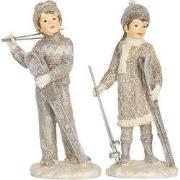 Clayre & Eef Decoratie Beeld Kinderen 8x7x15 cm Grijs Kunststof